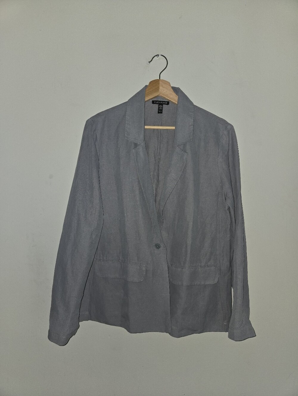 Eileen Fisher Gray Organic Linen Silk Blazer Quiet Luxury S Chic Lagenlook Chic